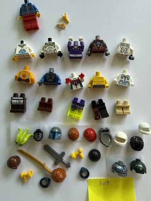 LEGO Minifigure Parts Lot Heads Torsos Legs Helmets Accessories, Multicolor