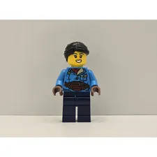 LEGO Holiday Minifigure hol270 Woman Black Hair Dark Azure Jacket New