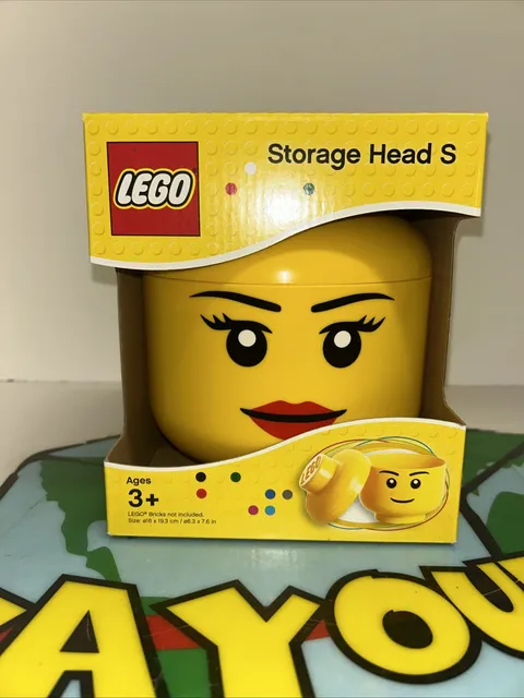 LEGO Storage Head Girl 6-1/2 x 6-1/2 x 7-1/3 Inches,Yellow 2012 BPA Free NEW