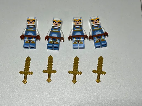 LEGO Skull Arena Player 2 Minifigure Lot x4 w/ Gold Swords Castle Fantasy