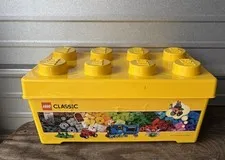 Large LEGO Classic Storage Brick Case 8 Stud Yellow Container Bin Box Empty 14x7
