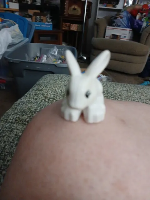 Lego New White Duplo Bunny Rabbit Head Pointed Straight w/ Black Eyes J