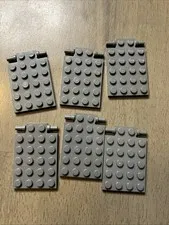 LEGO 92099 Dark Bluish Gray Plate Modified 4x6 w/ Trap Door Hinge Long Pins x6