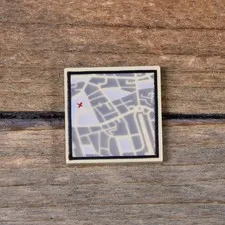 LEGO Tan Tile 2 x 2 with Map Street Level with Red 'X' Pattern 3068pb0634