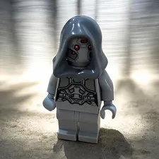LEGO Minifigure Gray Hooded Robot/Cyborg w/ Red Eyes, Plastic