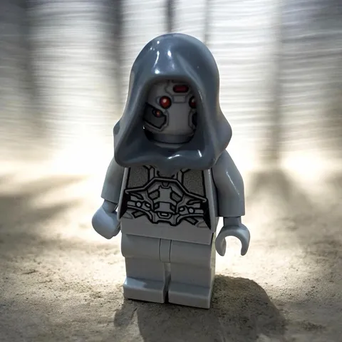LEGO Minifigure Gray Hooded Robot/Cyborg w/ Red Eyes, Plastic