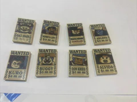 LEGO One Piece Wanted Poster Set (ALL 8 Posters) - Luffy Roger Mihawk Buggy Kuro