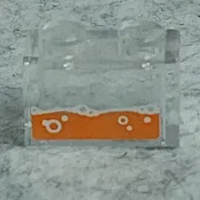 LEGO 3065pb08 Brick 1x2 without Bottom Tube Orange Water Bubbles Pattern Clear
