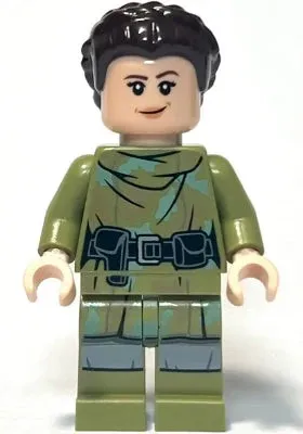 LEGO® Minifigure Star Wars sw1296 Princess Leia Olive Green Endor Outfit Hair