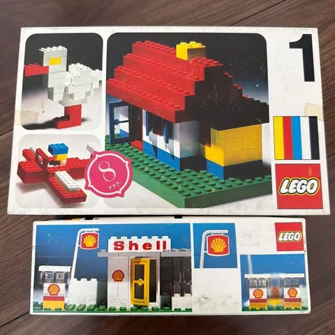 vintage 1970's lego #1 Basic & 690 Shell Gas station complete Sealed SET