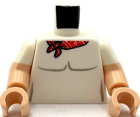 Lego New White Minifigure Torso T-Shirt with Red Neckerchief Scarf Pattern Part