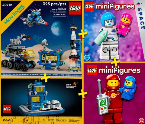 LEGO Ideas #40712, #40786 - VIP Space Sets + Collector Minifigures - 100% NEW