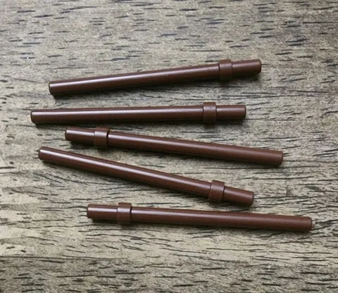 LEGO Reddish Brown Bar 6L with Stop Ring. QTY 5. Part No. 63965.