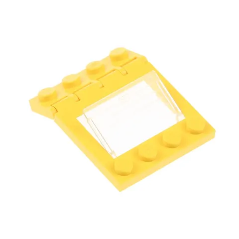 1x LEGO Auto Dach 4x4 Yellow Transp. White Window Hinge Plate 4315 2348b 2349