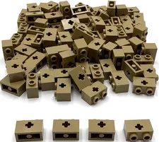 Lego 100 New Dark Tan Technic Bricks Building Blocks 1 x 2 with Axle Hole Parts