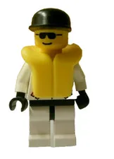 LEGO SYSTEM #6451 EMG RIVER RESCUE MINI FIGURE (rsq003) Black Cap Life Jacket 