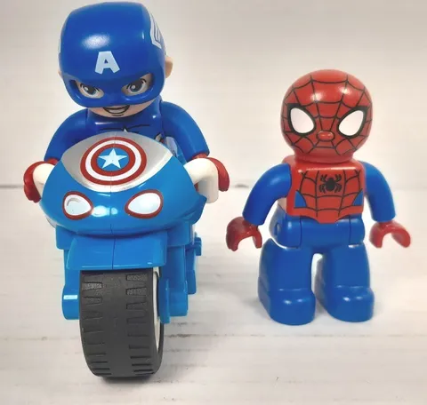 LEGO - Duplo Lego Ville - Captain America, Bike & Spider Man - Mini Figures 