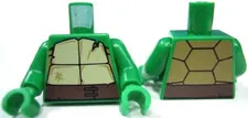 LEGO Green Torso Tan and Dark Tan Turtle Shell with Crack, Dark Brown Belt Patte