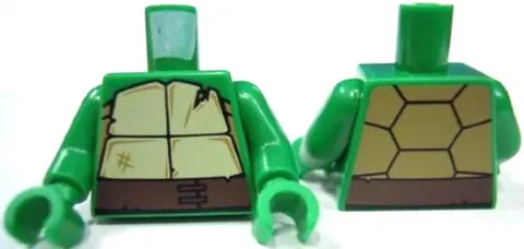 LEGO Green Torso Tan and Dark Tan Turtle Shell with Crack, Dark Brown Belt Patte