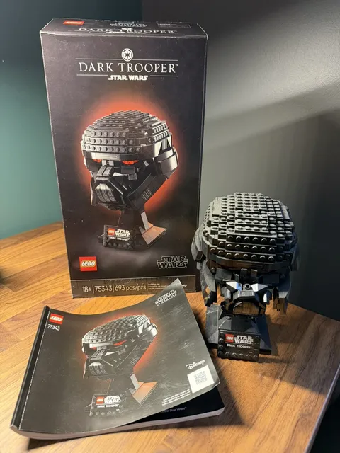 LEGO Star Wars Helmet Collection Dark Trooper Helmet 75343 18+ 100% COMPLETE