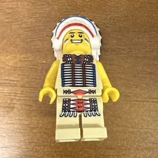 LEGO Native American Chief Minifigure White Headdress Plastic Figure Age 5+
