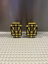 Lego Lot Of 2 - 4444p03 Yellow Panel 2 x 5 x 6 Wall w/ Window w Black Half Parts