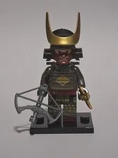 Samurai Crossbow Hunter  Helmet Kabuto Gold Colored ArmorecustomNinja Star- Lego