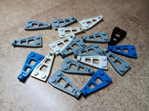 LEGO BULK LOT 18 1X2 LONG STUD RECEPTACLE PLATE SPACE WING #4596 MIXED COLORS