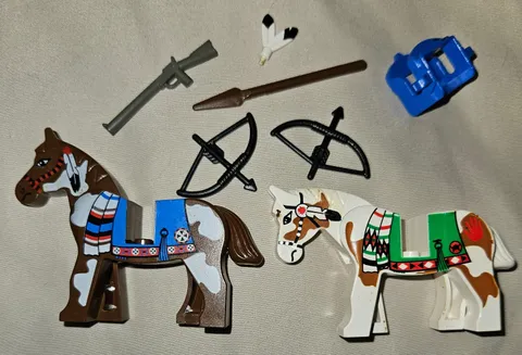 Lot of 2 Lego Brown and White Horses, Indians, Western, Wild West