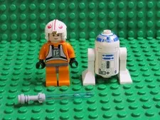 Lot 2 Vintage Lego Star Wars minifigs Luke Skywalker R2-D2 Astromech Droid LR54