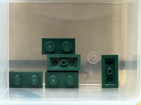 LEGO Parts - Dark Green Plate 1 x 2 - No 3023 - QTY 5