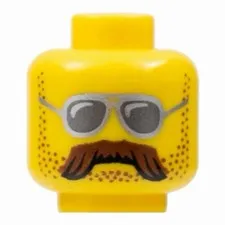 LEGO Minifigure, Head Silver Sunglasses with Dark Silver Lenses