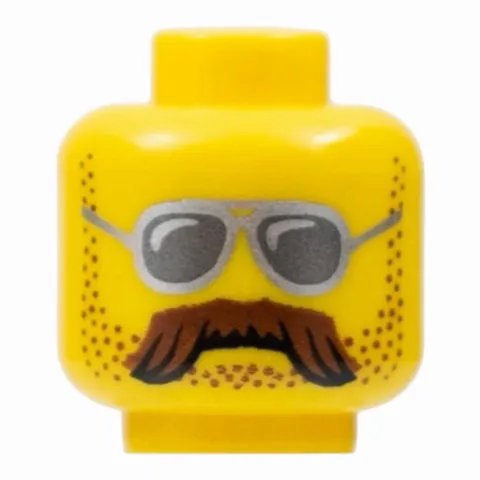 LEGO Minifigure, Head Silver Sunglasses with Dark Silver Lenses