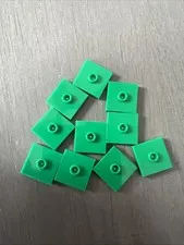 LEGO 87580 Green Plate Modified 2x2 Groove Center Stud Jumper 10 Pieces