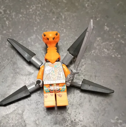 LEGO Orange Snake Plastic Minifigure w/ 4-Blade Backpack & Sword
