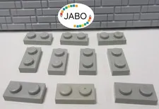 (J7/2/2) LEGO 10 x 3023 Flat Plate 1x2 Old Light Grey