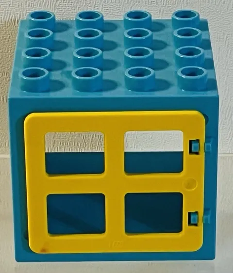 Lego DUPLO BLUE & YELLOW DOOR WINDOW PANE DOOR Building Block Frame 4 x 4
