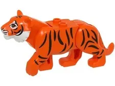 NEW LEGO New Animal Cat Tiger With White Muzzle Nose Black Stripes Pattern