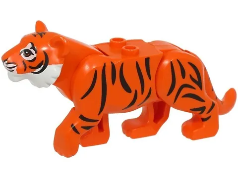 NEW LEGO New Animal Cat Tiger With White Muzzle Nose Black Stripes Pattern