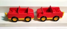 Vintage Lego Duplo Red Car W/ Hitch Vehicle Rescue Truck For Fireman Lot of 2
