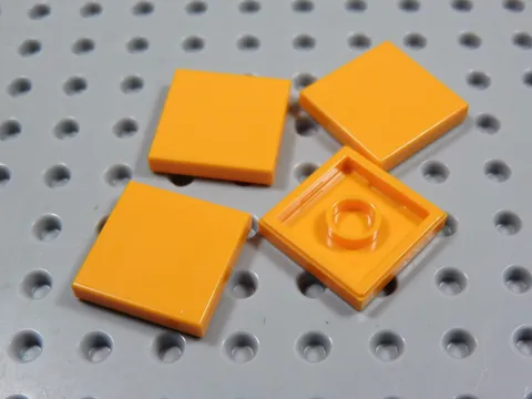 LEGO Lot of 4 Orange 2x2 Smooth Tiles Plates BK