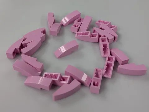 LEGO x25 New Bright Pink Slope, Curved 3 x 1 (50950) Building Bricks Bulk Lot