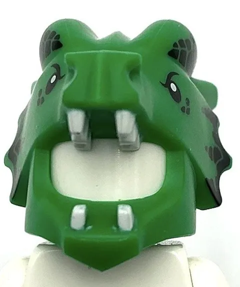 Lego New Green Minifigure Headgear Head Cover Costume Dragon w/ Black Eyes Part