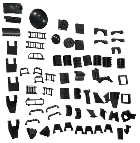 LEGO Black Specialty Pieces Lot - 58 Pcs Bulk Castle Space Town Arches Fences MO