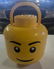 LEGO Sort & Store Large 12in Yellow Head Brick Sorter 2 Trays Handle Latch Lid