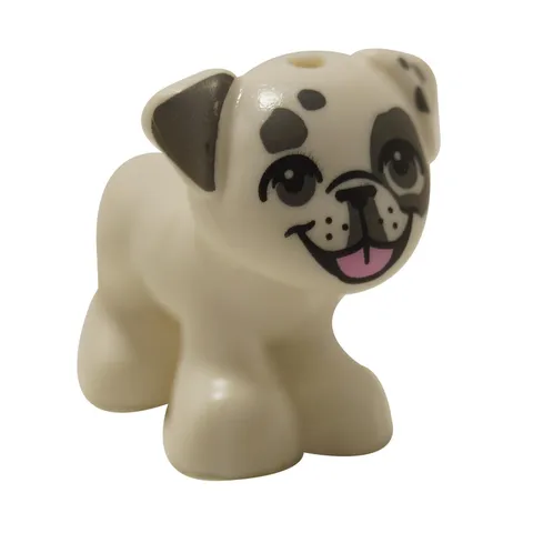 LEGO Friends Juno Pug Dog Dark Bluish Gray Spots Pink Tongue