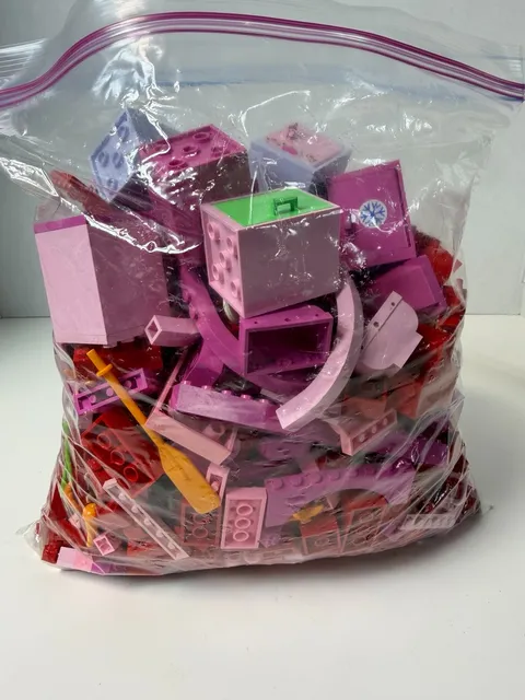 2 lb 2.5 oz LEGO Bulk Lot Pink Red Purple Bricks Parts Pieces AS-IS