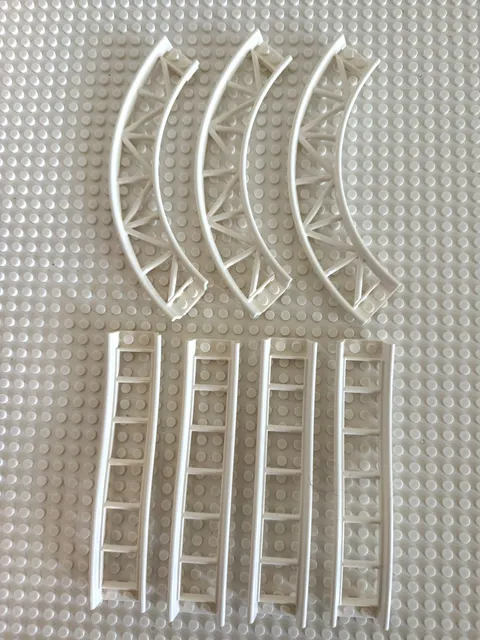 (7) LEGO Roller Coaster Track Lot-WHITE-Train Track-Curved & Ramp
