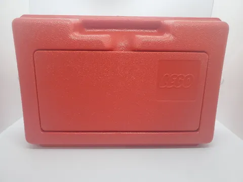 Vintage Lego RED Plastic Carrying Case Storage Box 1980's USA With Lego Blocks