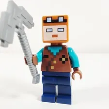 Lego Miner Minifigure Reddish Brown Vest Minecraft min128